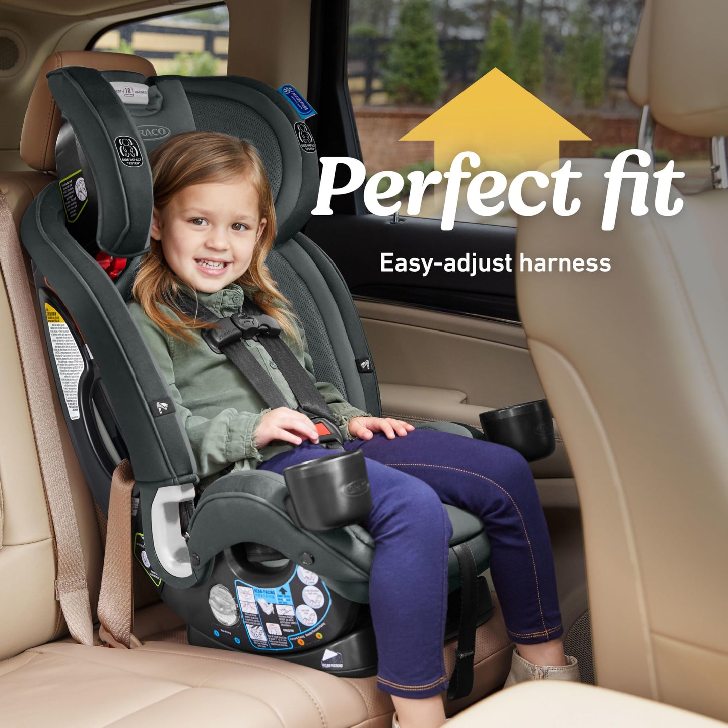 Graco Slimfit 3-in-1 Convertible Car Seat, Ultra-Space-Saving Design, Jarret, Suitable for Rear and Forward-Facing, Highback Booster Seat with 10-Position Headrest