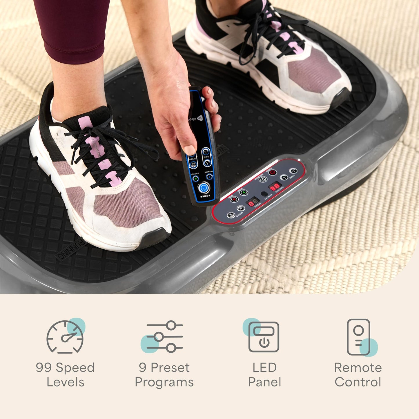 Lifepro Waver Vibration Plate Exercise Machine for Lymphatic Drainage, Muscle Activation, Full-Body Workout Vibrating Platform with Loop Bands, Fitness Equipment for Strength Toning & Fat Loss