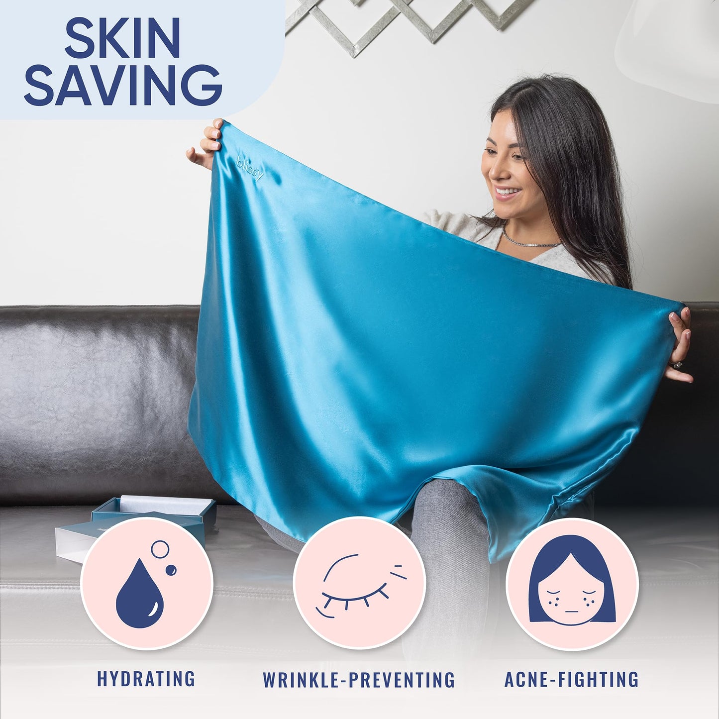 Blissy Silk Pillowcase - 100% Pure Mulberry Silk - 22 Momme 6A High-Grade Fibers - Silk Pillow Cover for Hair & Skin - Regular, Queen & King (Blissy White, Standard)