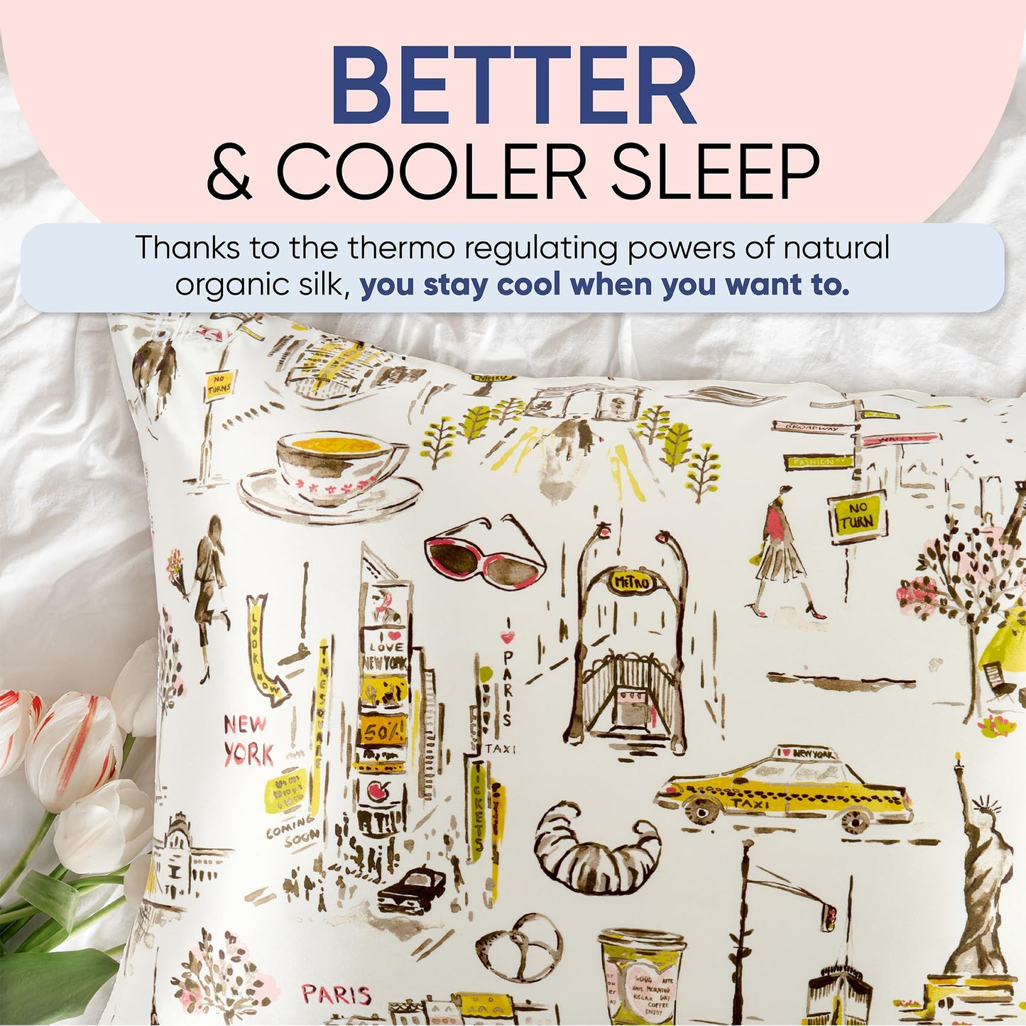 Blissy Silk Pillowcase - 100% Pure Mulberry Silk - 22 Momme 6A High-Grade Fibers - Silk Pillow Cover for Hair & Skin - Regular, Queen & King (Blissy White, Standard)