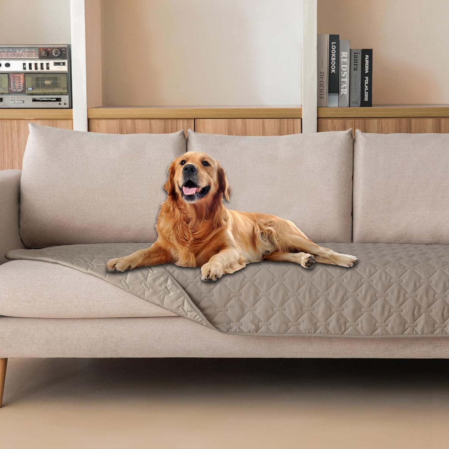 gogobunny 3X Stronger Waterproof Pet Blanket, Scratch Proof Furniture Protector for Dogs Cats, Reversible Cover 30x70 Inch, Dark Grey/Light Grey