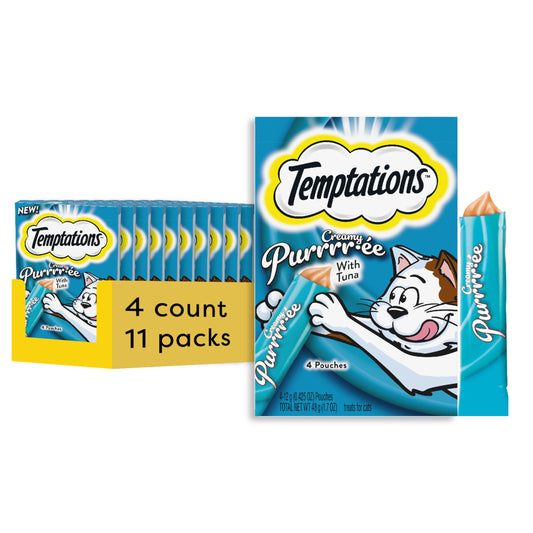 Temptations Creamy Puree Variety Pack of Squeezable Cat Treats, 0.42 oz. Tubes, 24 Count