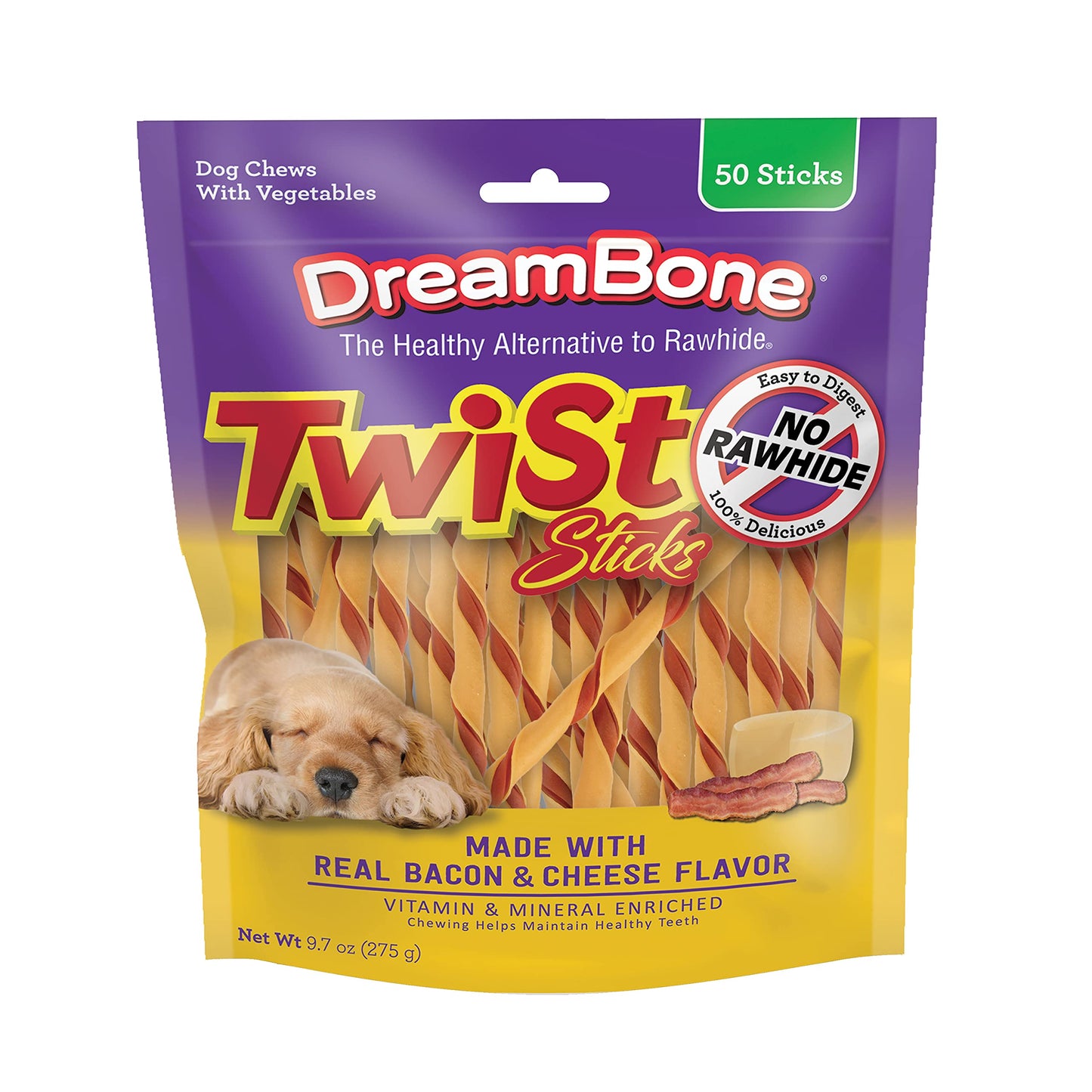 DreamBone Twist Sticks, Made With Real Chicken, Rawhide-Free Chews for Dogs, 50 Count