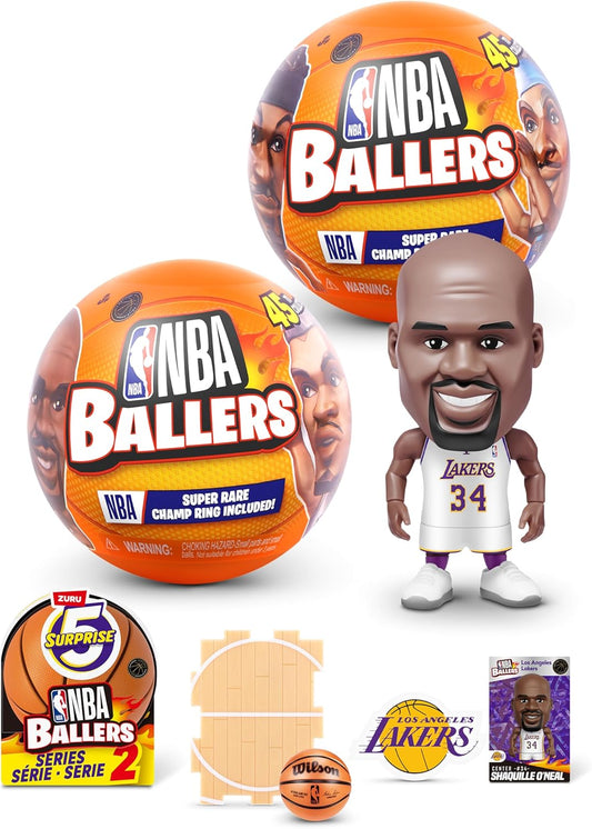 5 Surprise NBA Ballers Series 2 by ZURU, Licensed NBA Collectible, Surprise Unboxing Basketball Collectible Sports Toy for Boys, Ages 3 and up (2 Capsules)