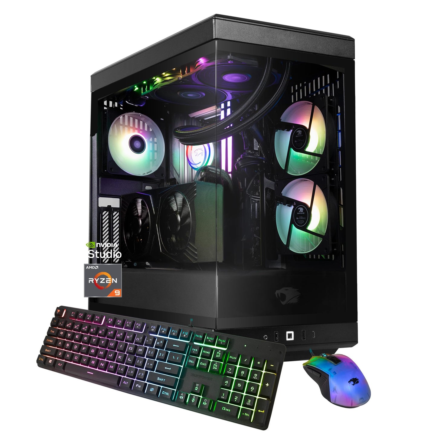 iBUYPOWER Y40 PRO Black Gaming PC Desktop Computer AMD Ryzen 9 7900X CPU, NVIDIA GeForce RTX 5070Ti 16GB GPU, 32GB DDR5 RGB 5200MHz RAM, 2TB NVMe SSD, Windows 11 Home, Keyboard, Mouse - Y40BA9N57T01
