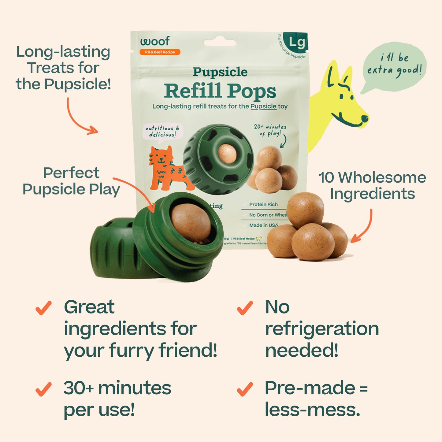Woof Pupsicle Pops - Premade Long Lasting Dog Pupsicle Pop Treats