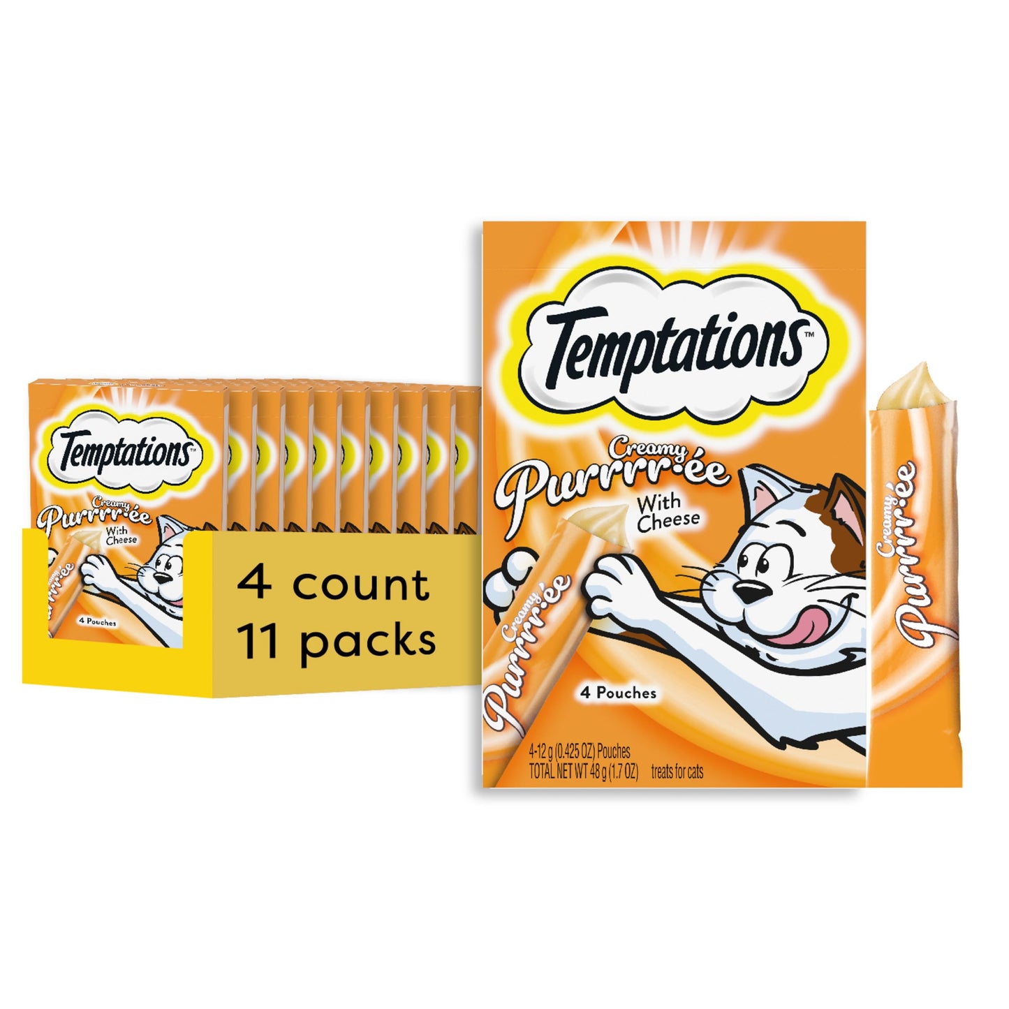 Temptations Creamy Puree Variety Pack of Squeezable Cat Treats, 0.42 oz. Tubes, 24 Count