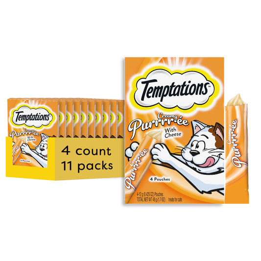 Temptations Creamy Puree Variety Pack of Squeezable Cat Treats, 0.42 oz. Tubes, 24 Count