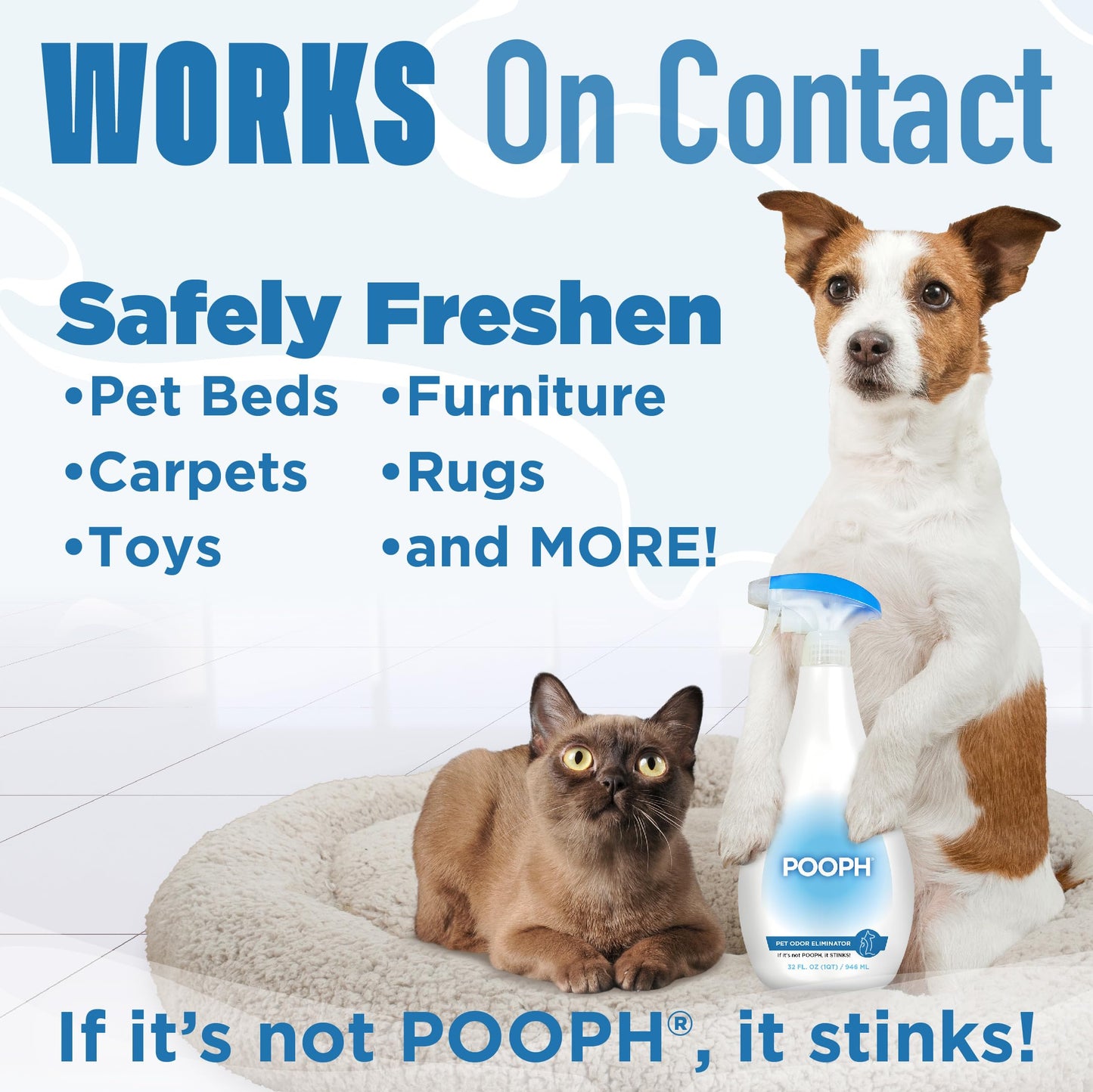 POOPH® Pet Odor Eliminator – 32 fl oz Bottle – Organic, NO Fragrances, NO Harsh Chemicals – Fast, Safe and Effective, Works On-Contact! For Home, Auto, Upholstery, Furniture – Safe for Pets & People