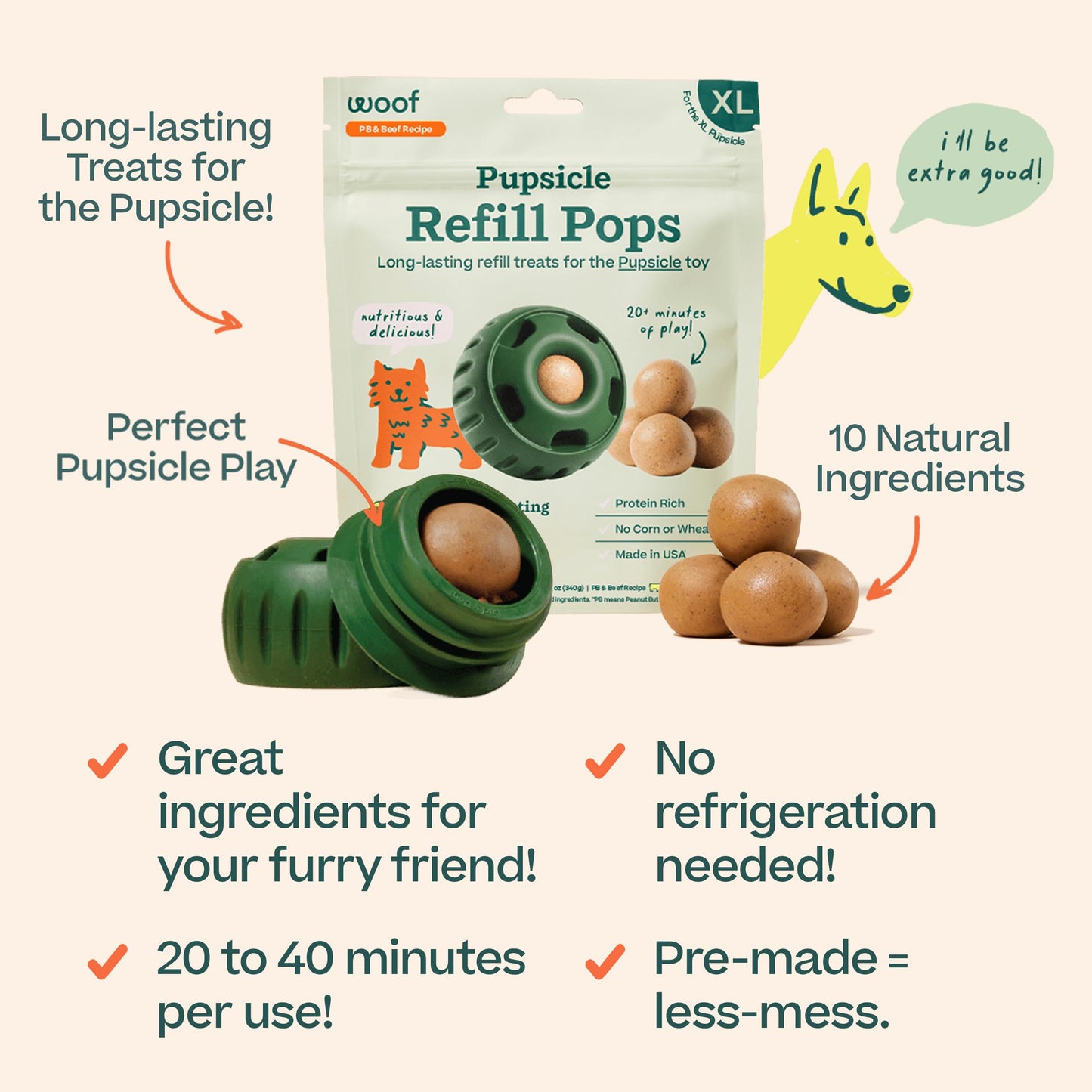 Woof Pupsicle Pops - Premade Long Lasting Dog Pupsicle Pop Treats