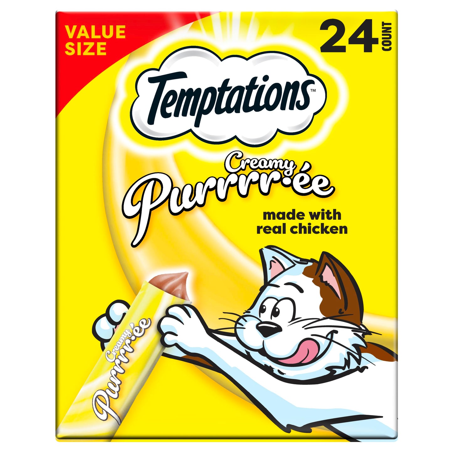 Temptations Creamy Puree Variety Pack of Squeezable Cat Treats, 0.42 oz. Tubes, 24 Count