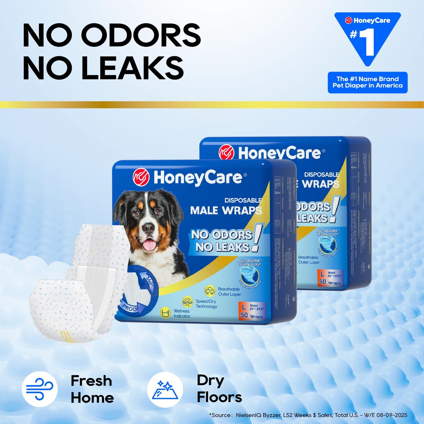 HONEY CARE All-Absorb A26 Male Dog Wrap, 50 Count, Small