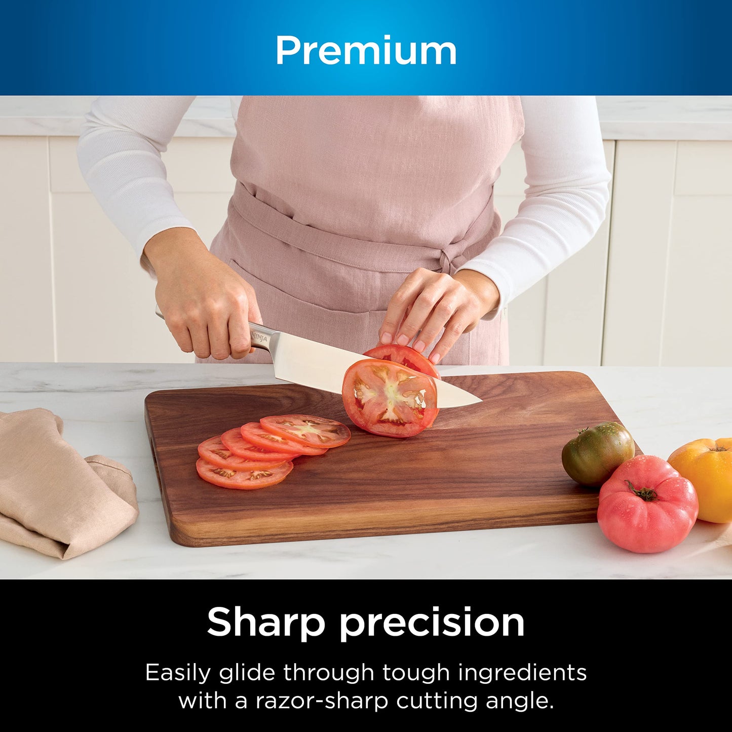 Ninja Knife Set, Knife Sharpener, Knife Block Set, Stainless Steel Knives, 14 Piece Set, Steak Knives, Chef Knives and More, Foodi NeverDull, Black, K32014