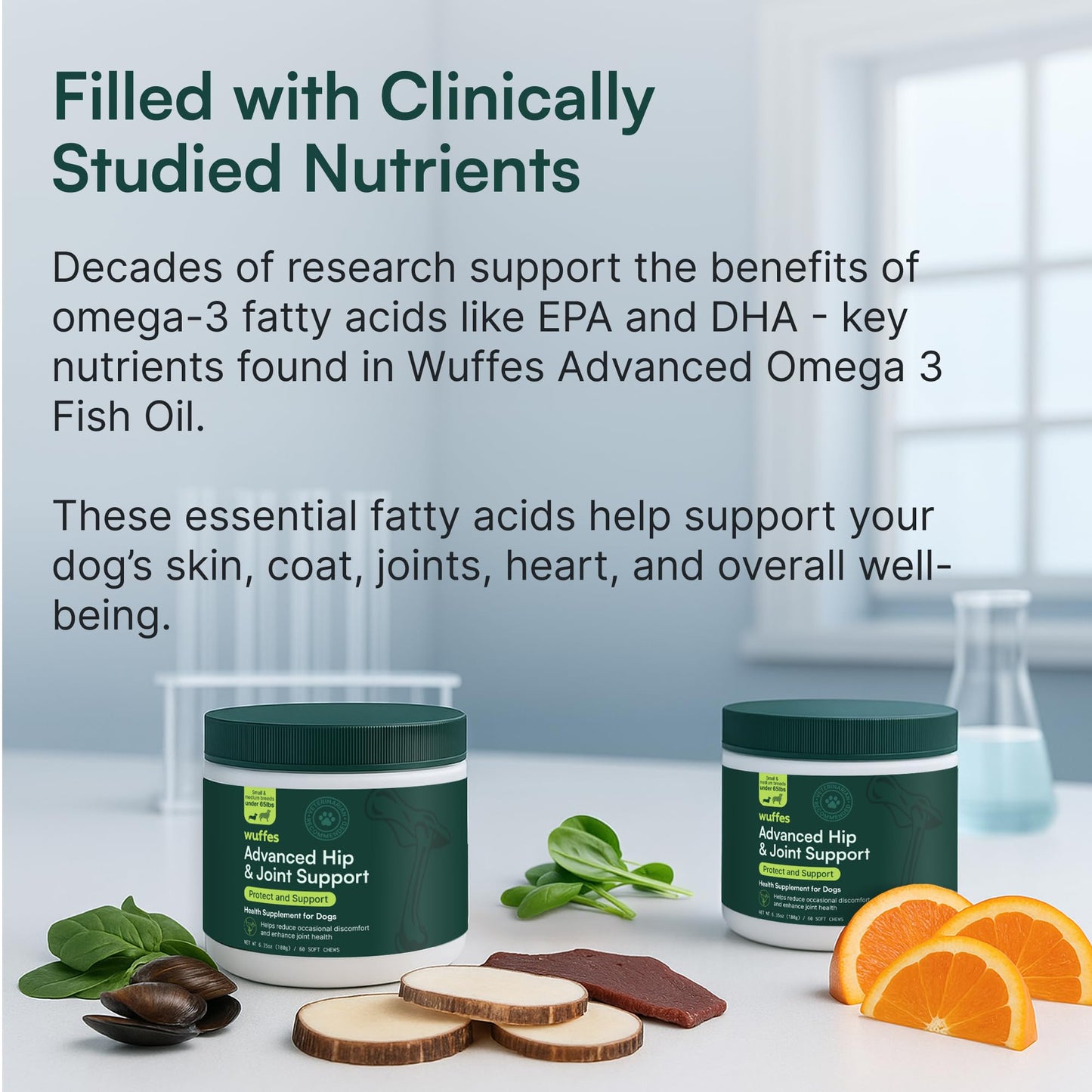 Wuffes Chewable Dog Hip & Joint Supplement - Glucosamine & Chondroitin Chews - Dog Joint Supplements & Vitamins - Extended Joint Care (Large Breed (Over 65 lbs), 90 Chews (Pack of 3))