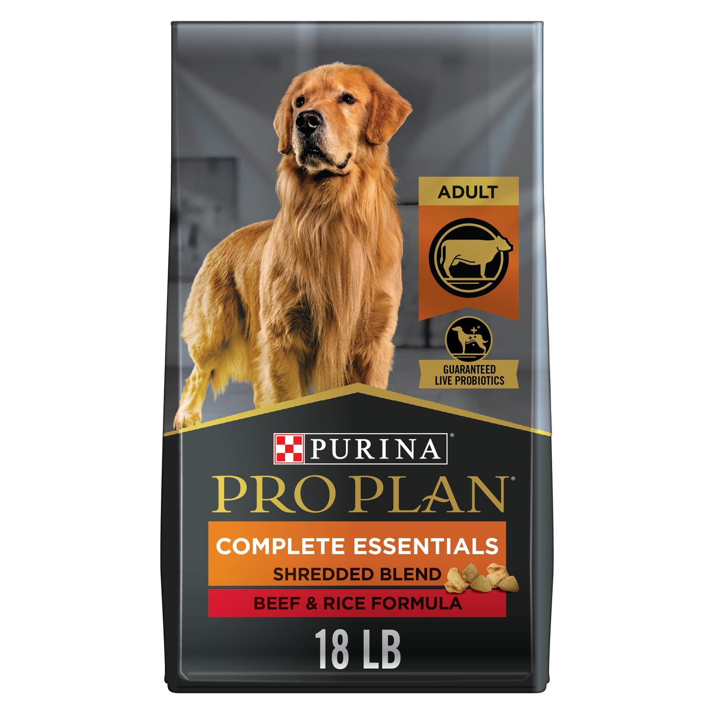 Purina Pro Plan Complete Essentials Shredded Blend Chicken and Rice Dog Food Dry Formula with Probiotics for Dogs - 35 lb. Bag