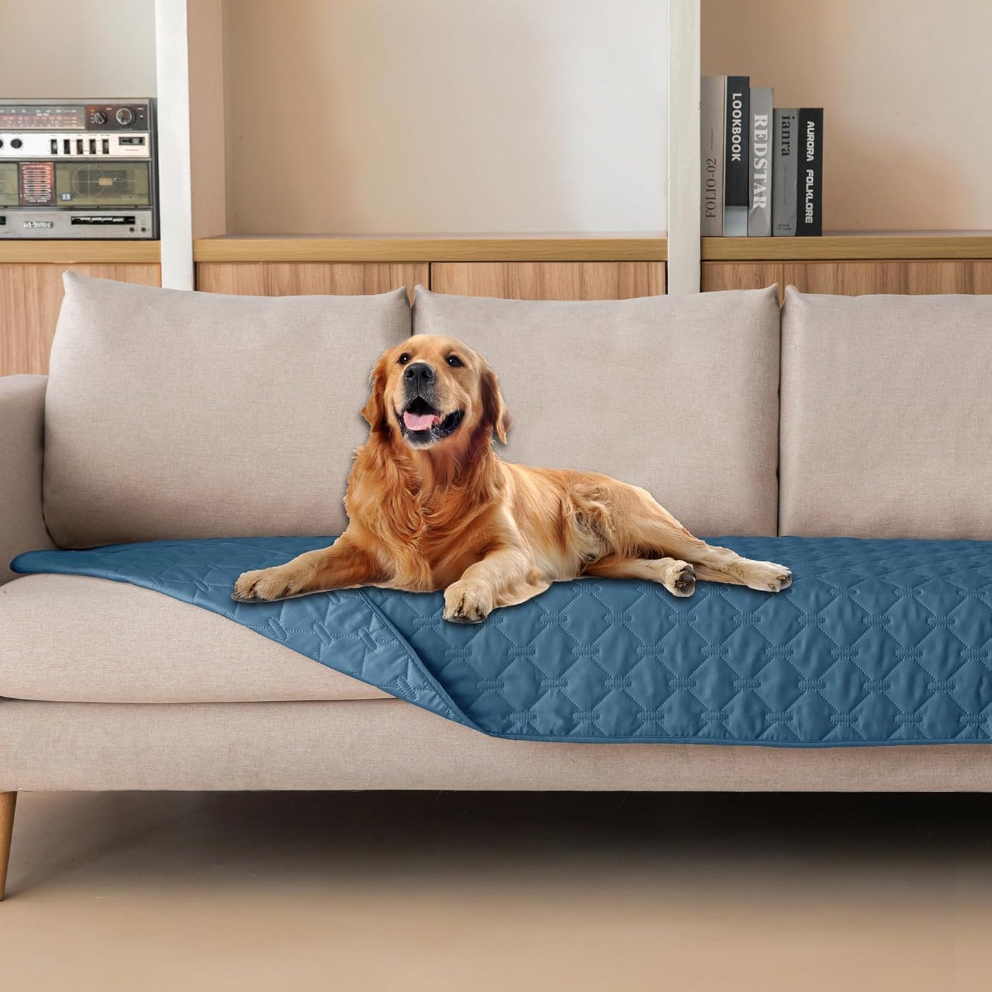 gogobunny 3X Stronger Waterproof Pet Blanket, Scratch Proof Furniture Protector for Dogs Cats, Reversible Cover 30x70 Inch, Dark Grey/Light Grey