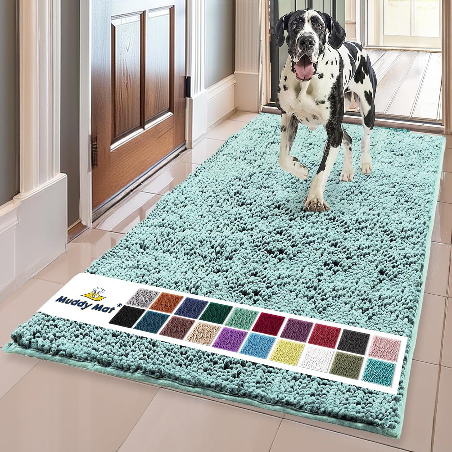 Muddy Mat® Shown on TV Super Absorbent Microfiber Dog Door Mat for Muddy Paws, Non-Slip Washable Pet Rug, Quick Dry Chenille Entryway Carpet, Machine Washable Indoor Outdoor mat, Grey 30"x19"