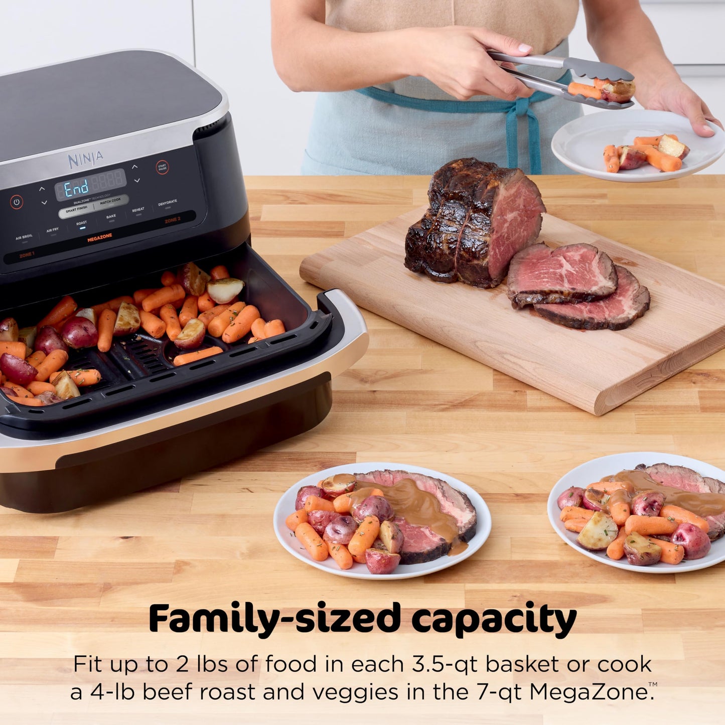 Ninja DZ401 Foodi 10 Quart 6-in-1 DualZone XL 2-Basket Air Fryer with 2 Independent Frying Baskets, Match Cook & Smart Finish to Roast, Broil, Dehydrate for Quick, Easy Family-Sized Meals, Grey