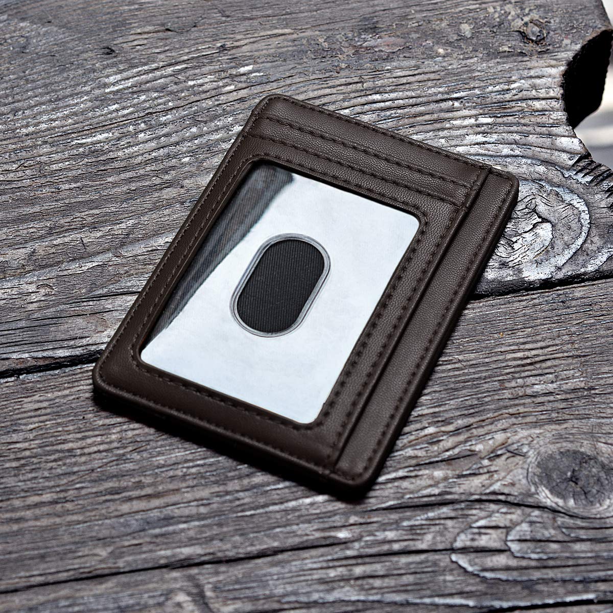 Buffway Slim Minimalist Front Pocket RFID Blocking Leather Wallets for Men and Women - Alaska Black