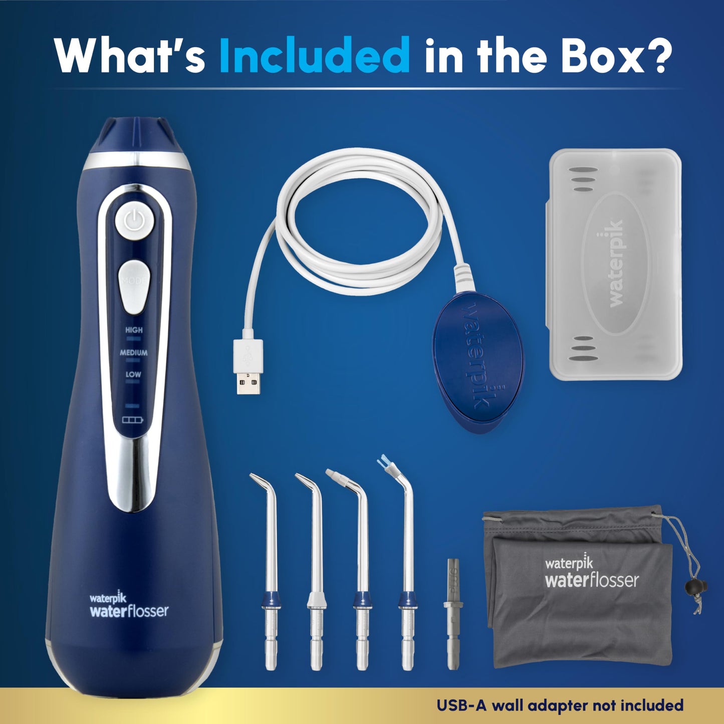 Waterpik Cordless Advanced 2.0 Water Flosser For Teeth, Gums, Braces, Dental Care With Travel Bag and 4 Tips, ADA Accepted, Rechargeable, Portable, and Waterproof, White WP-580, Packaging May Vary