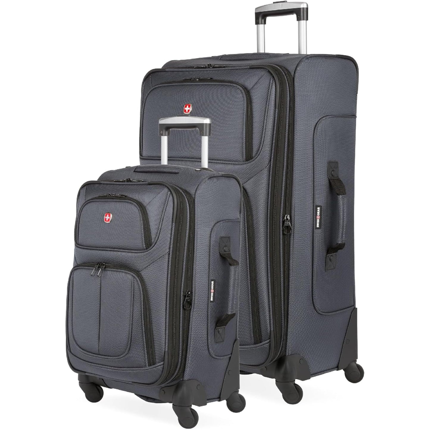 SwissGear Sion Softside Expandable Luggage – Medium Checked Suitcase with 360 Degree Wheels & Retractable Handle – 25 Inch, Perfect for 1-7 Night Trips – Blue