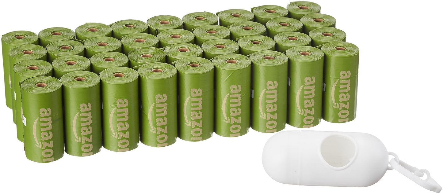 Amazon Basics Dog Poop Bags with Dispenser, 540 Count, Enhanced for Guaranteed Leakproof, Lavender Scented, Includes Leash Clip