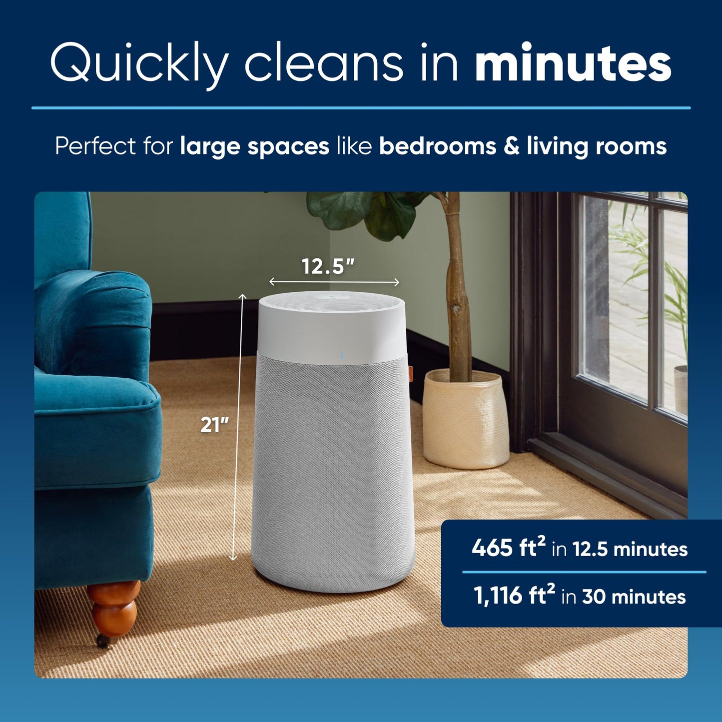 BLUEAIR Air Purifier for Small Room, Bedroom, Home, Cleans 926 sqft in one hour, HEPASilent Air Cleaner for Pets, Allergens, Virus, Dust, Mold, Smoke - Blue Pure 511i Max