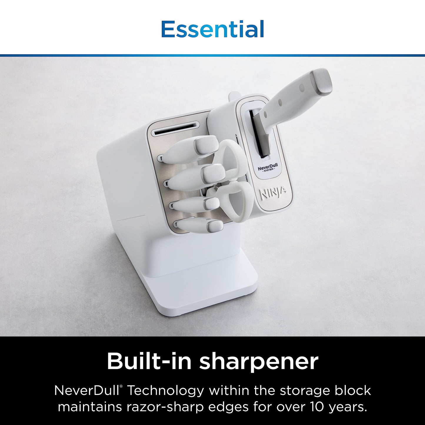 Ninja Knife Set, Knife Sharpener, Knife Block Set, Stainless Steel Knives, 14 Piece Set, Steak Knives, Chef Knives and More, Foodi NeverDull, Black, K32014