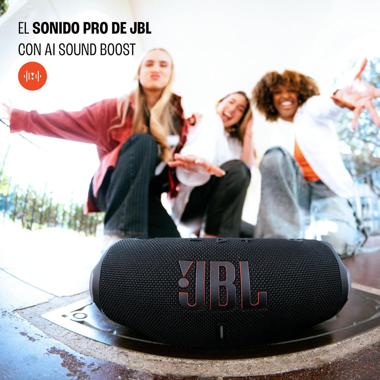 JBL Charge 6 - Portable Waterproof & Drop-Proof Bluetooth Speaker, Bold Pro Sound with AI Sound Boost, 28Hrs of Playtime, Built-in powerbank & Comes with a Sturdy/Removable Carrying Strap (Black)