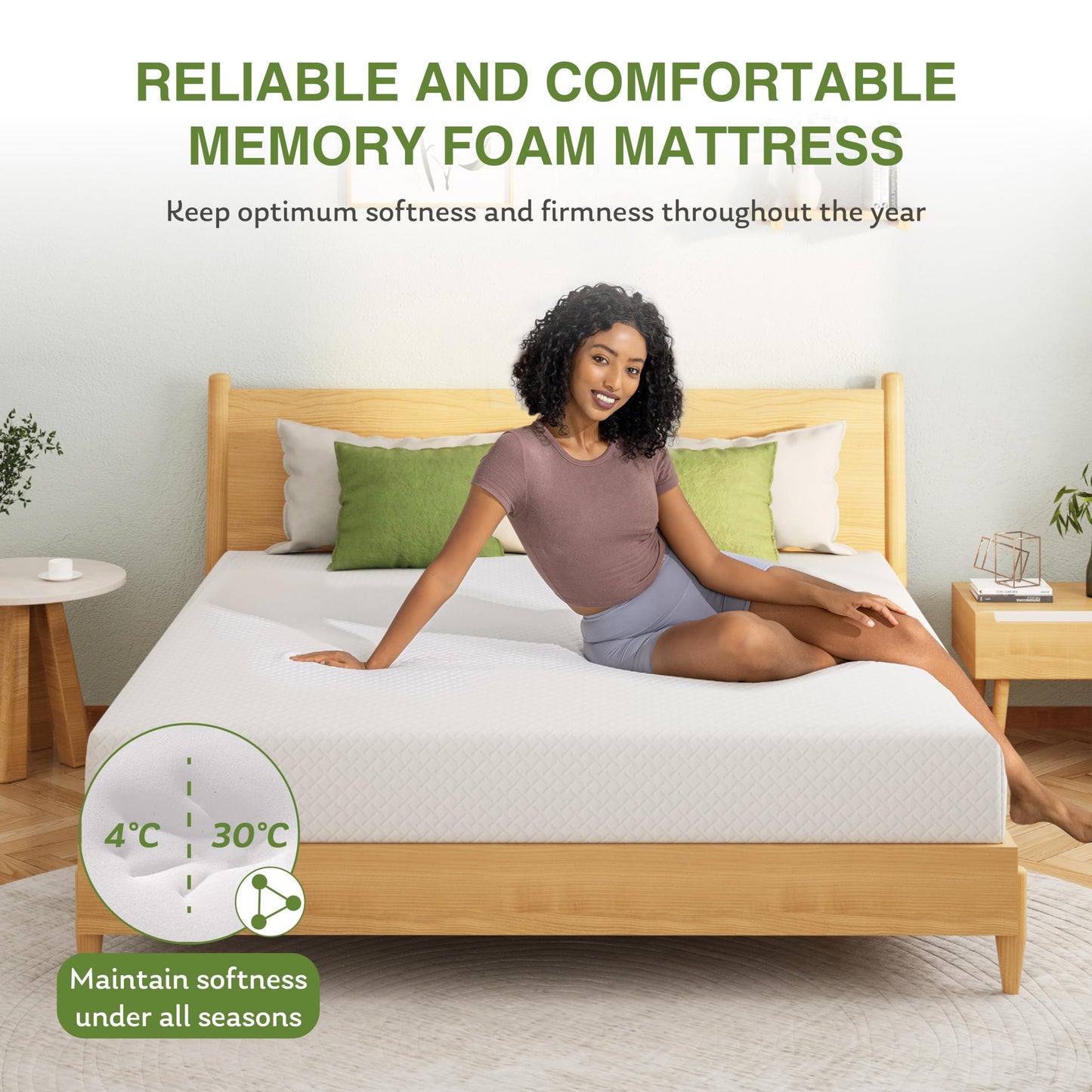 EGOHOME Full Size Memory Foam Mattress, 8 Inch Bed Mattress in A Box with Cooling Green Tea Gel, Pressure Relief with Medium Firm Support, CertiPUR-US Certified, 75''L x 54''W, ‎37.3 pounds White