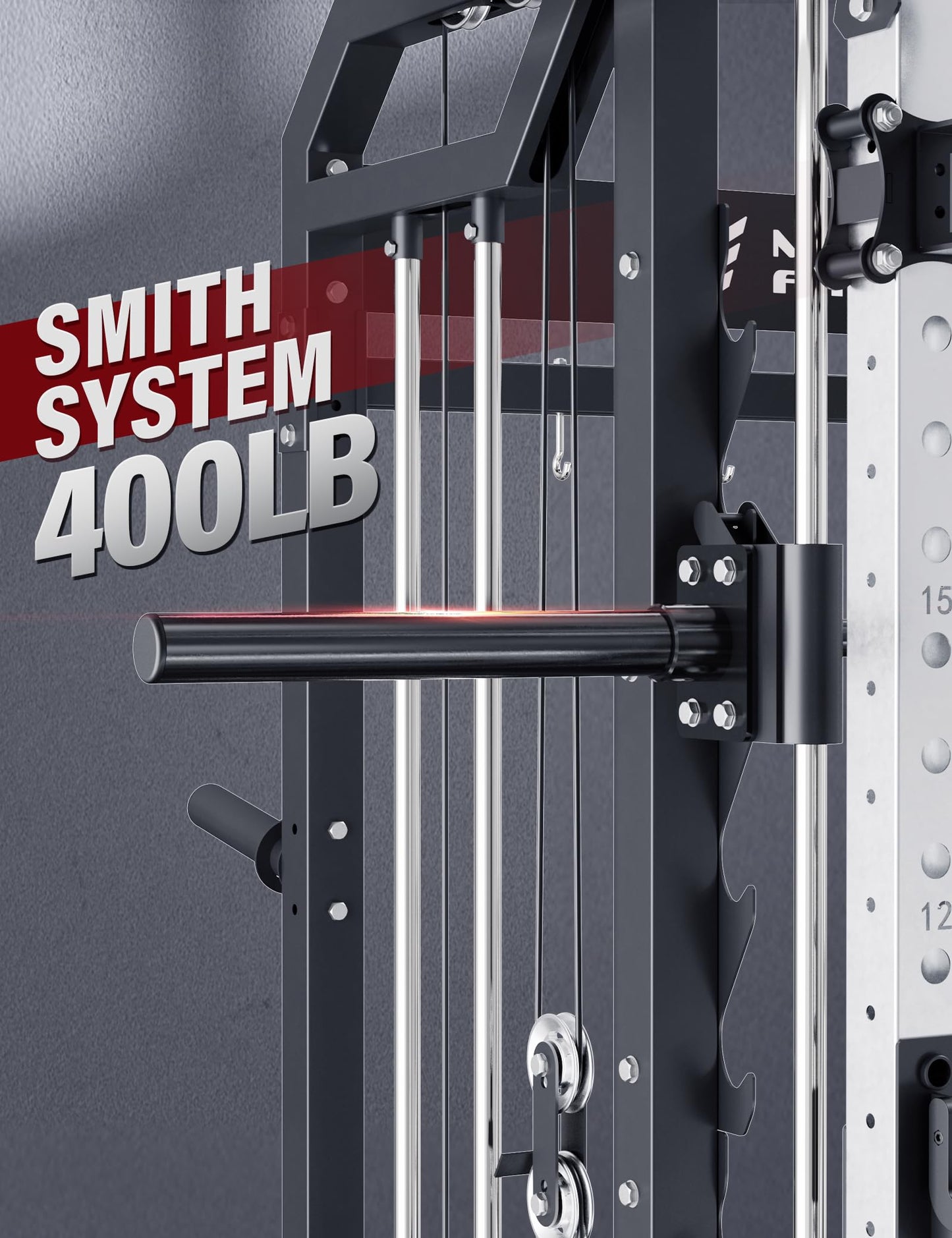 Major Fitness Drone2 Advanced Training Smith Machines– All-in-One Home Gym Squat Rack with Aluminum Pulley Set , Weight Bar, Dual LAT Pull-Down Systems & Cable Crossover Machine for Full-Body Workouts