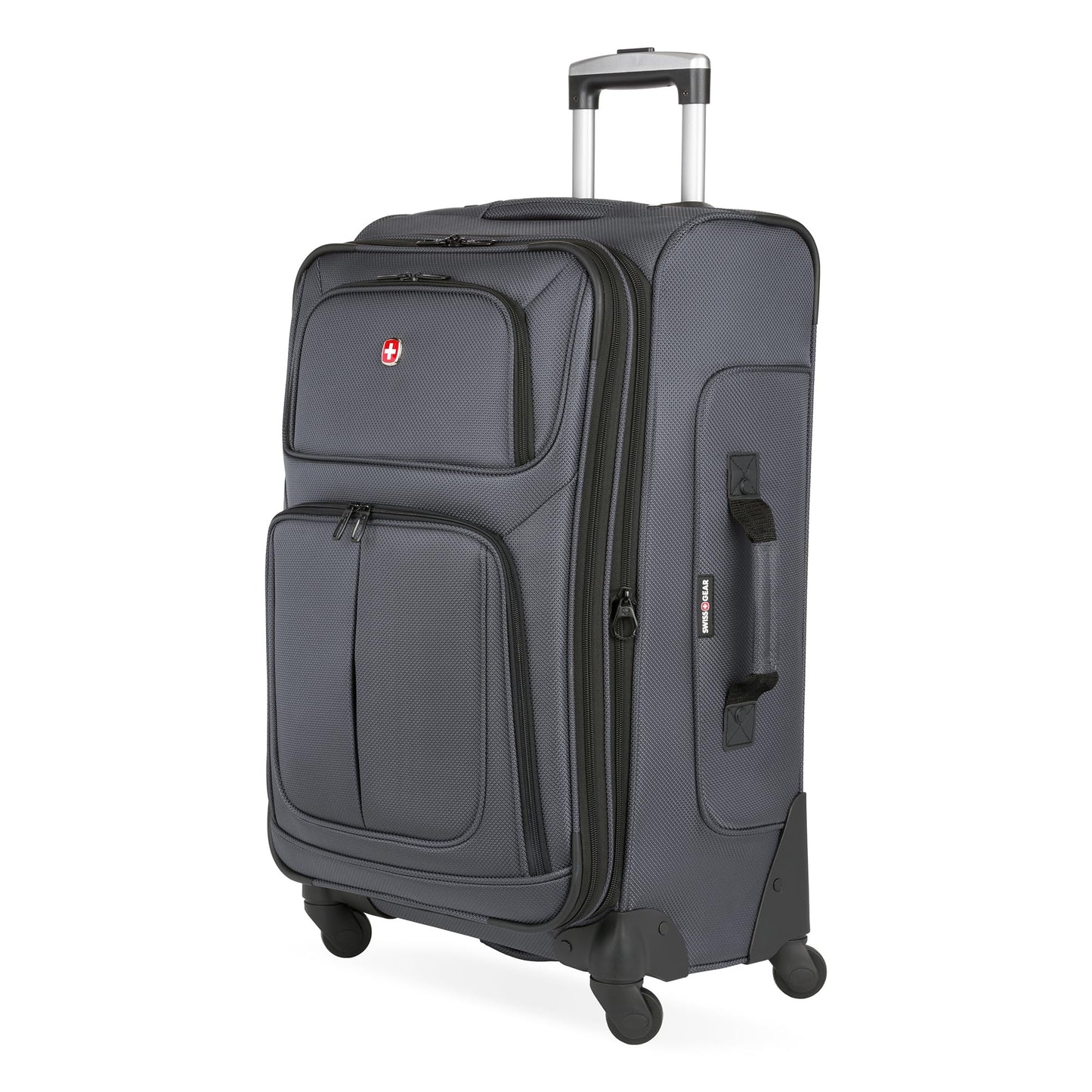 SwissGear Sion Softside Expandable Luggage – Medium Checked Suitcase with 360 Degree Wheels & Retractable Handle – 25 Inch, Perfect for 1-7 Night Trips – Blue