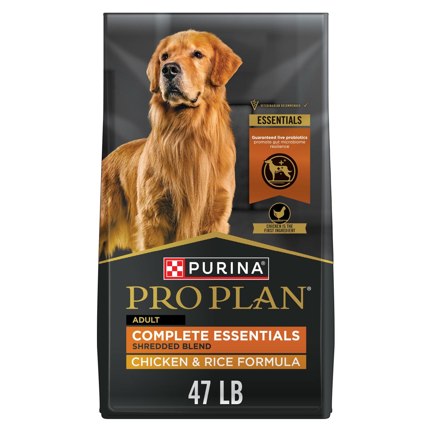 Purina Pro Plan Complete Essentials Shredded Blend Chicken and Rice Dog Food Dry Formula with Probiotics for Dogs - 35 lb. Bag