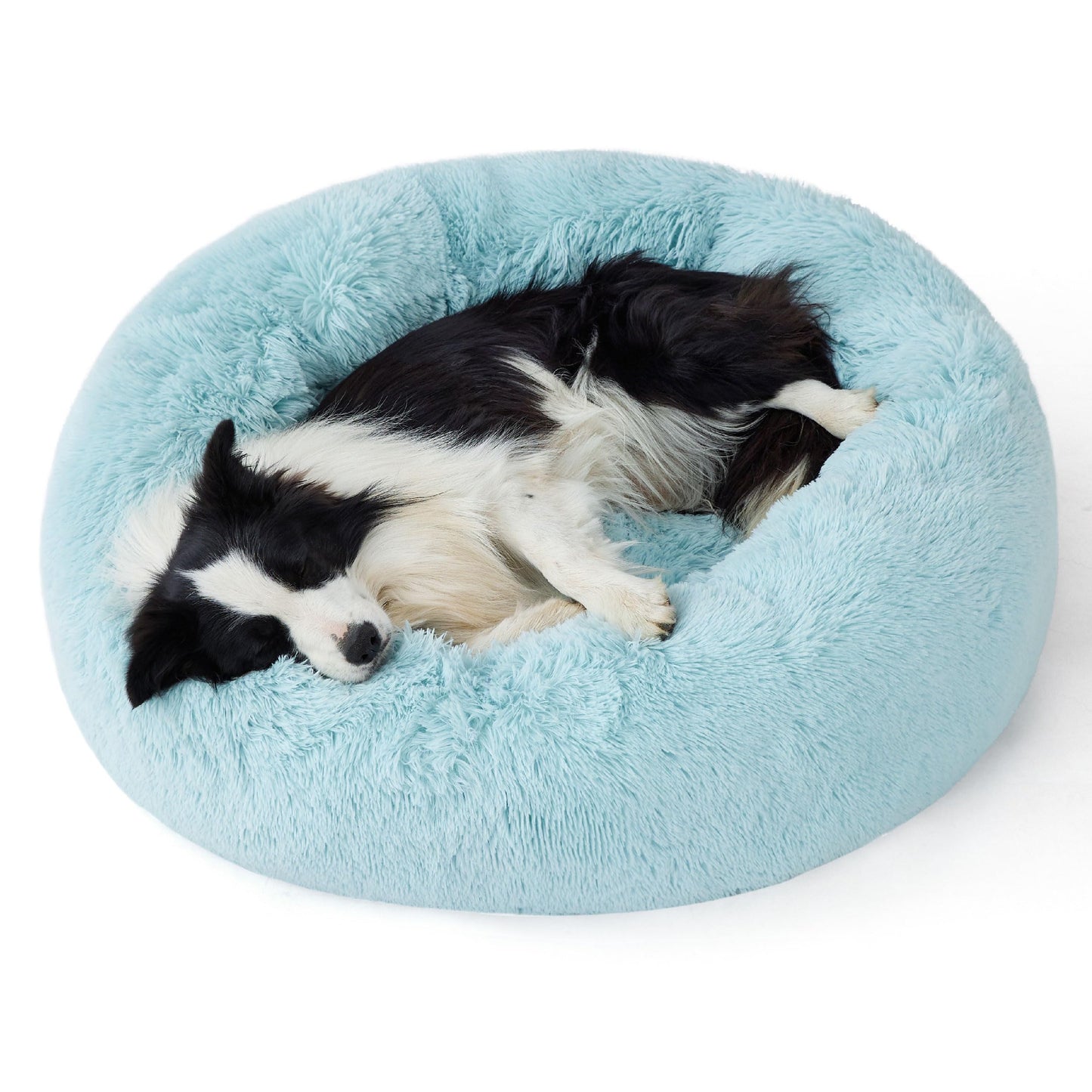 Bedsure Calming Dog Bed Medium Size Dog - Donut Washable Medium Pet Bed, 30 inches Anti-Slip Round Fluffy Plush Faux Fur Cat Bed, Fits up to 45 lbs Pets, Camel