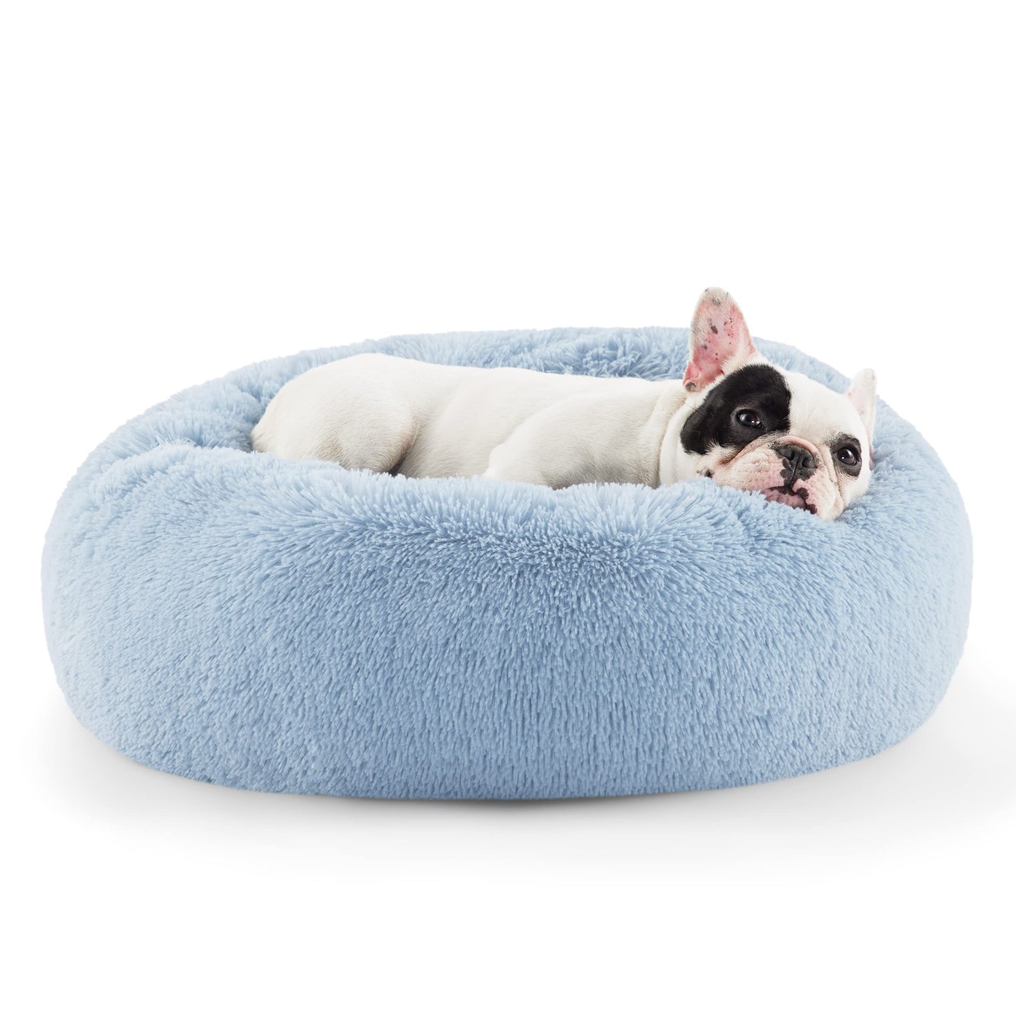 Bedsure Calming Dog Bed Medium Size Dog - Donut Washable Medium Pet Bed, 30 inches Anti-Slip Round Fluffy Plush Faux Fur Cat Bed, Fits up to 45 lbs Pets, Camel