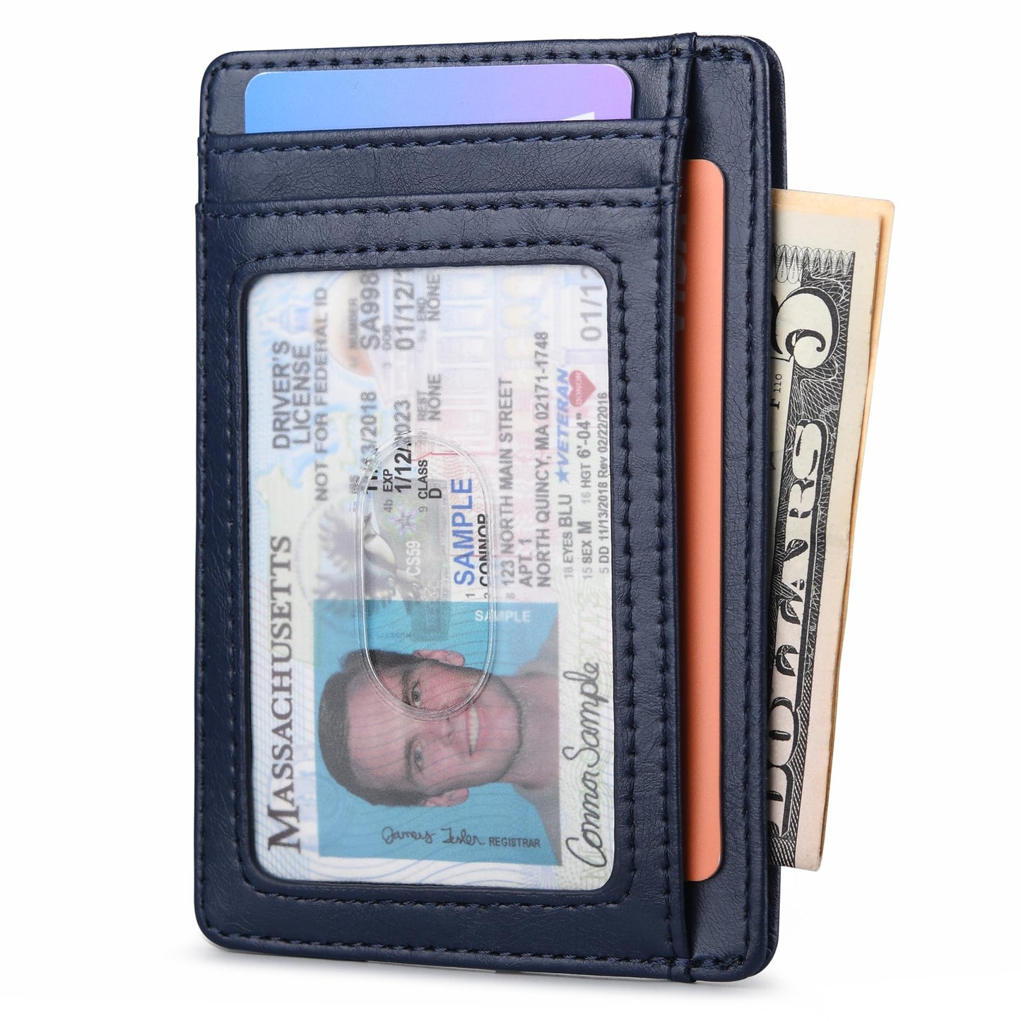Buffway Slim Minimalist Front Pocket RFID Blocking Leather Wallets for Men and Women - Alaska Black
