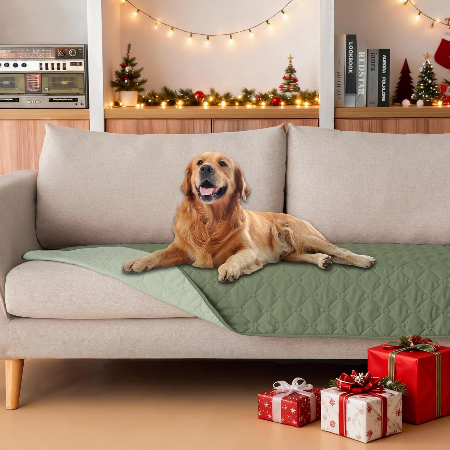 gogobunny 3X Stronger Waterproof Pet Blanket, Scratch Proof Furniture Protector for Dogs Cats, Reversible Cover 30x70 Inch, Dark Grey/Light Grey