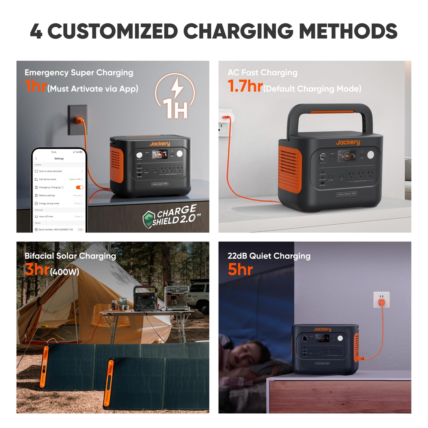 Jackery Explorer 1000 v2 Portable Power Station,1070Wh LiFePO4 Battery,1500W AC/100W USB-C Output, 1 Hr Fast Charge, Solar Generator for Camping,Emergency, RV, Off-Grid Living(Solar Panel Optional)