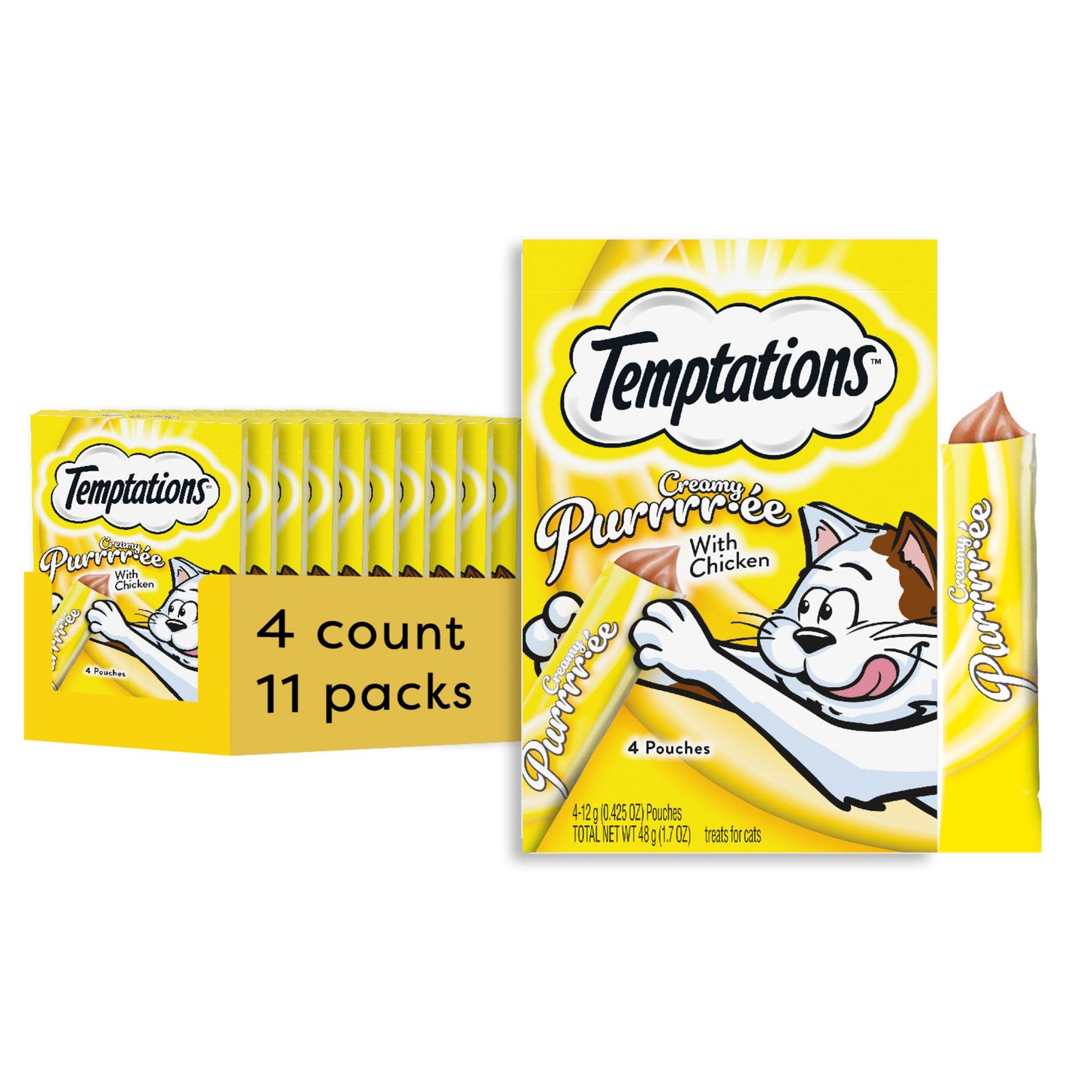 Temptations Creamy Puree Variety Pack of Squeezable Cat Treats, 0.42 oz. Tubes, 24 Count