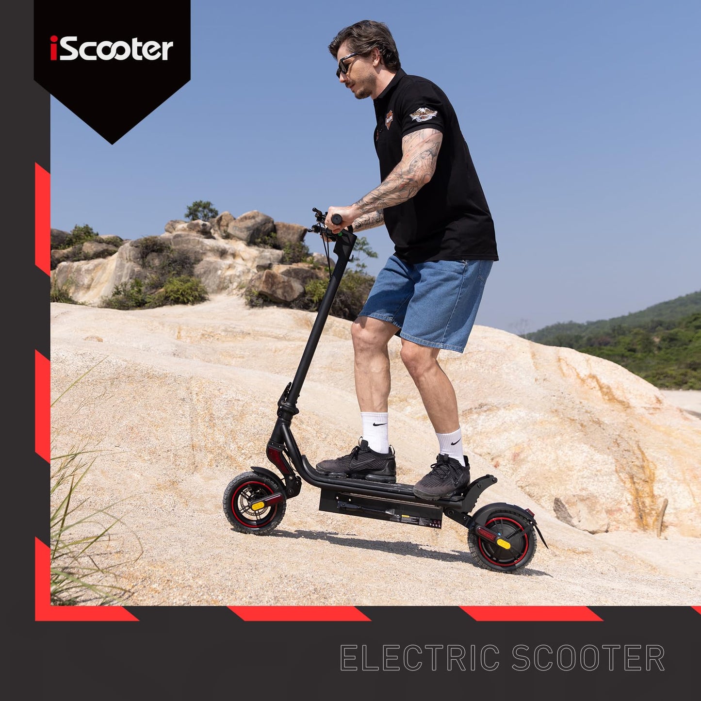 iScooter Electric Scooter Adults & Big Kids, 500/650 Peak Power, Up to 15/18/25 Miles Range, 19/22/25 MPH Top Speed, Cruise Control, Dual Braking System, Foldable E Scooter for Commuting & Campus Use