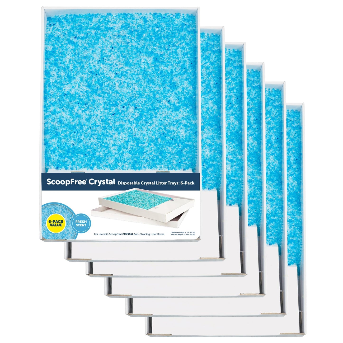 PetSafe ScoopFree Disposable Crystal Cat Litter Tray - Easy Cleaning Box - Refill Tray for Electric Litter Box - Fresh Scent - 4.3 lb Bags - 3 Pack