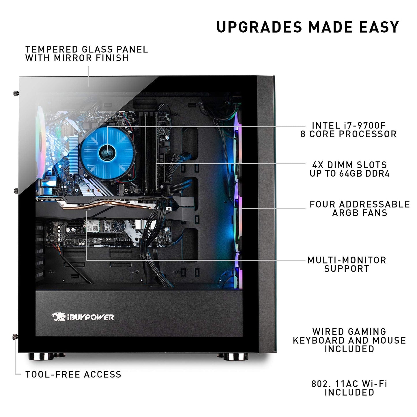 iBUYPOWER Y40 PRO Black Gaming PC Desktop Computer AMD Ryzen 9 7900X CPU, NVIDIA GeForce RTX 5070Ti 16GB GPU, 32GB DDR5 RGB 5200MHz RAM, 2TB NVMe SSD, Windows 11 Home, Keyboard, Mouse - Y40BA9N57T01