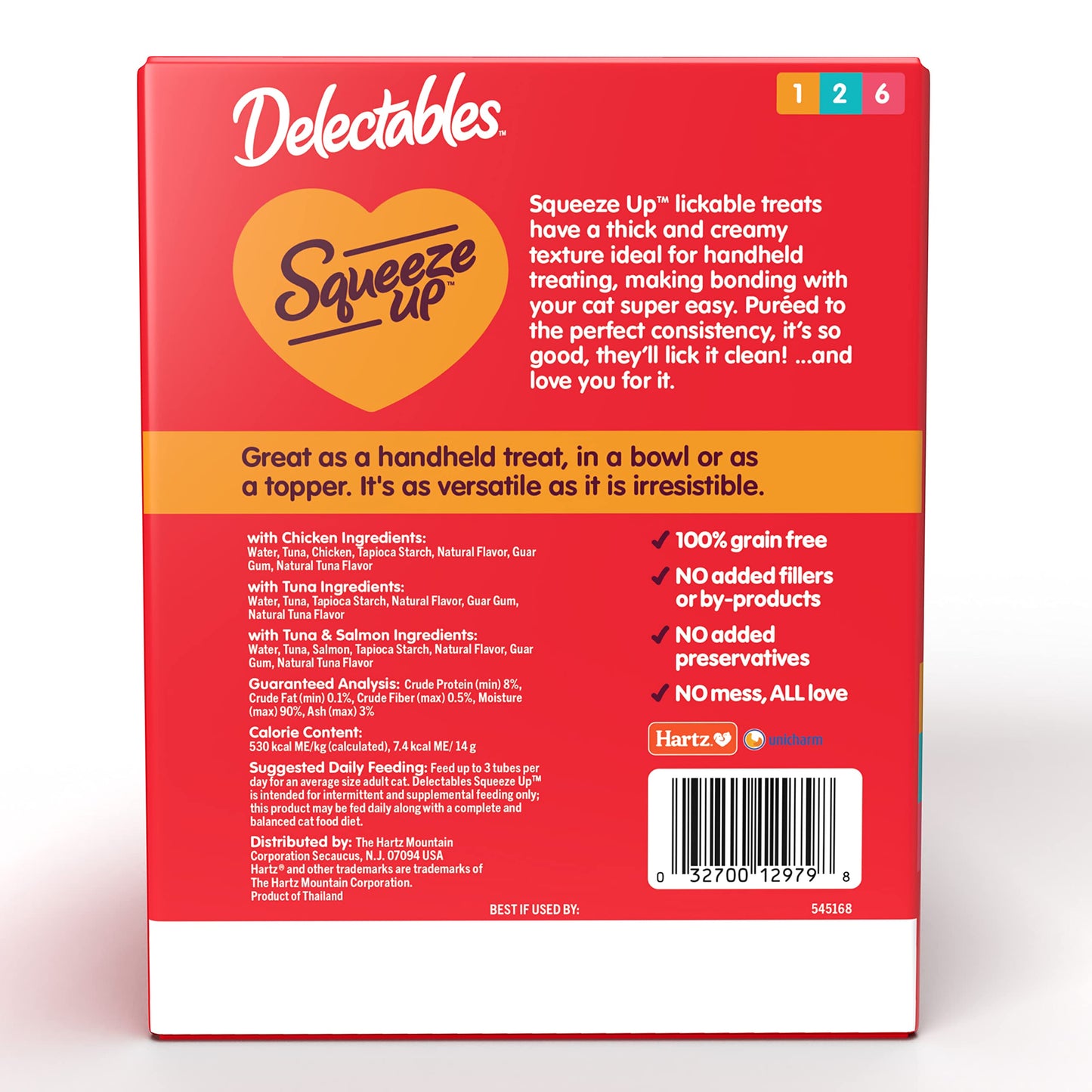 Delectables Squeeze Up Variety Pack, Creamy Squeezable Puree, Lickable Wet Cat Treats, Grain Free, No Added Fillers, No By-Products, No Added Preservatives, 0.5 Ounces Tube, 24 Tubes Total