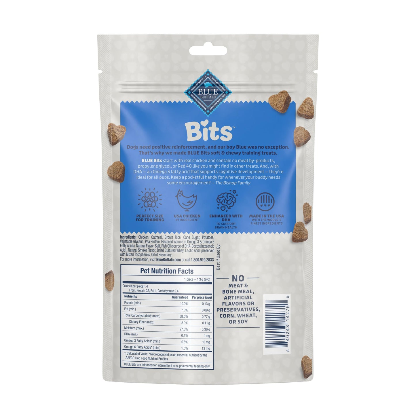 Blue Buffalo Bits Soft Dog Treats for Training, Made With Natural Ingredients & Enhanced with DHA, Chicken Recipe, 19-oz Bag