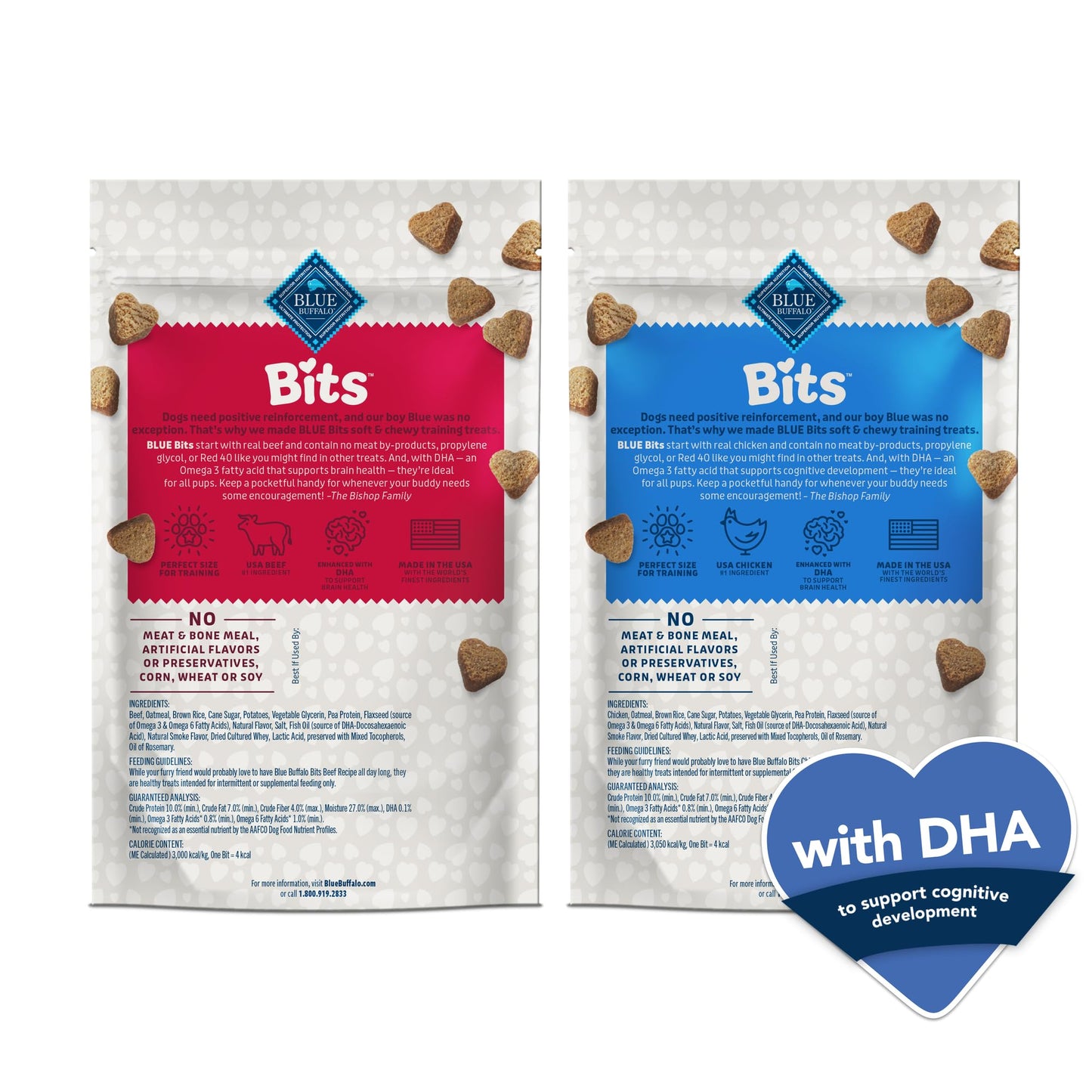 Blue Buffalo Bits Soft Dog Treats for Training, Made With Natural Ingredients & Enhanced with DHA, Chicken Recipe, 19-oz Bag