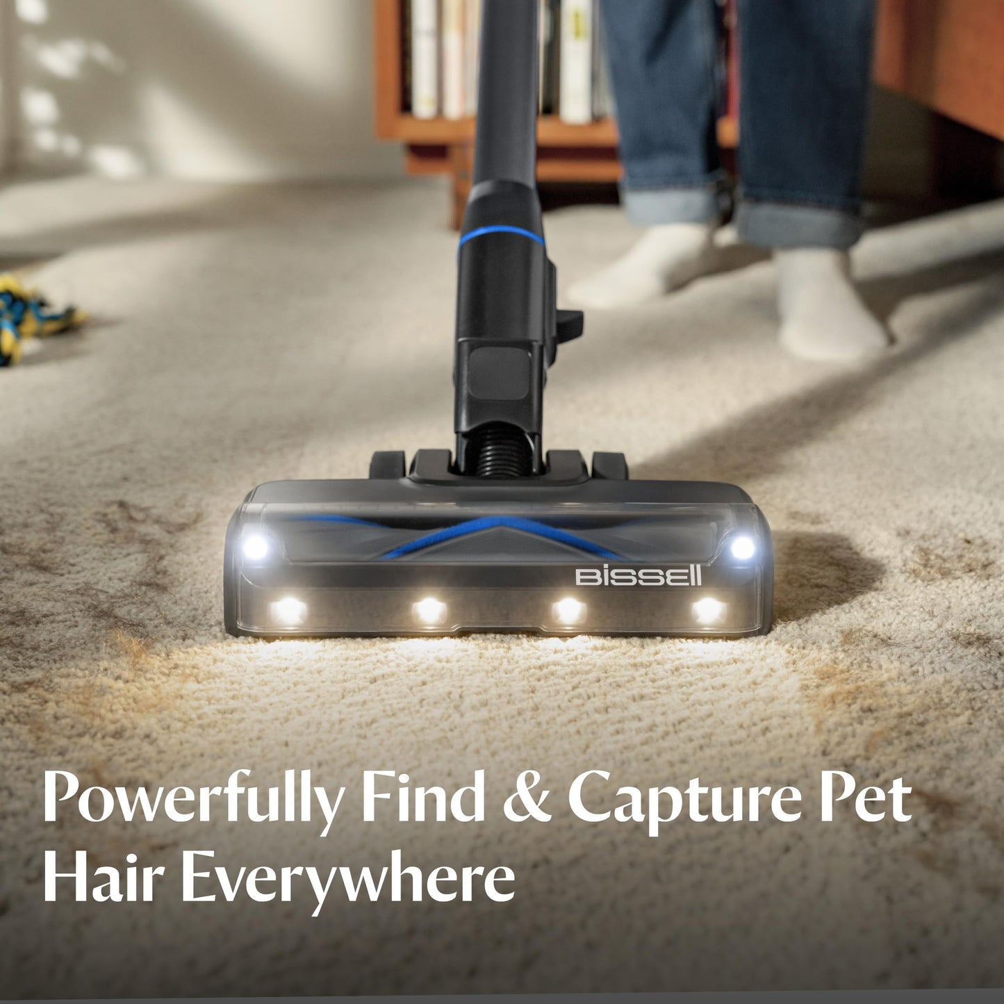 Bissell PowerClean FurFinder 200W Self-Standing Cordless Vacuum w/Tangle Free Brush Roll, Strong Suction, Removeable Battery, Wall Mount, Upholstery Tool & Bright Headlights