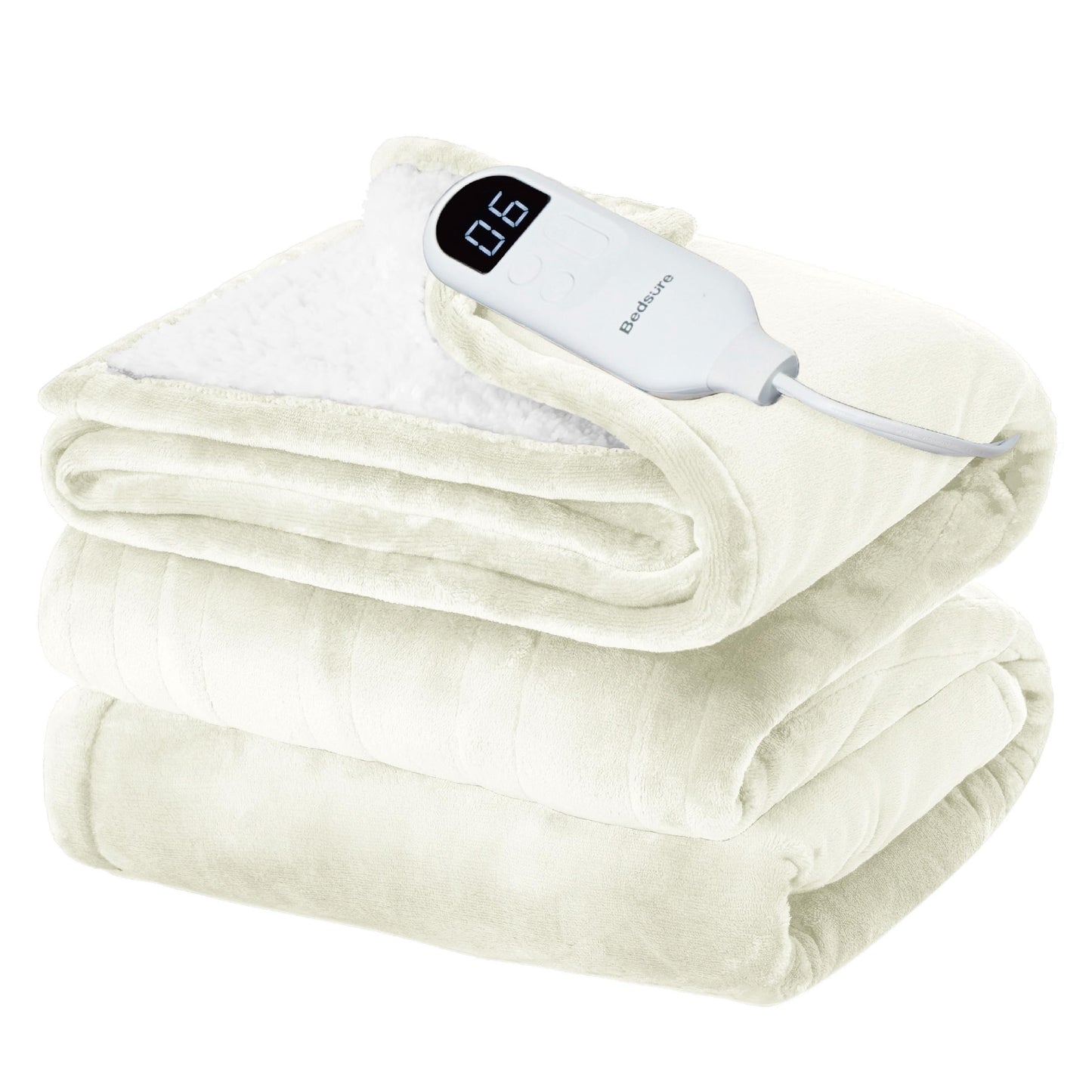 Bedsure Electric Blanket King Size - Dual Control Heated Weighted Blanket King with 10 Heat Settings, Fast Heating with 10 Time Settings (100x90 inches, Ivory)