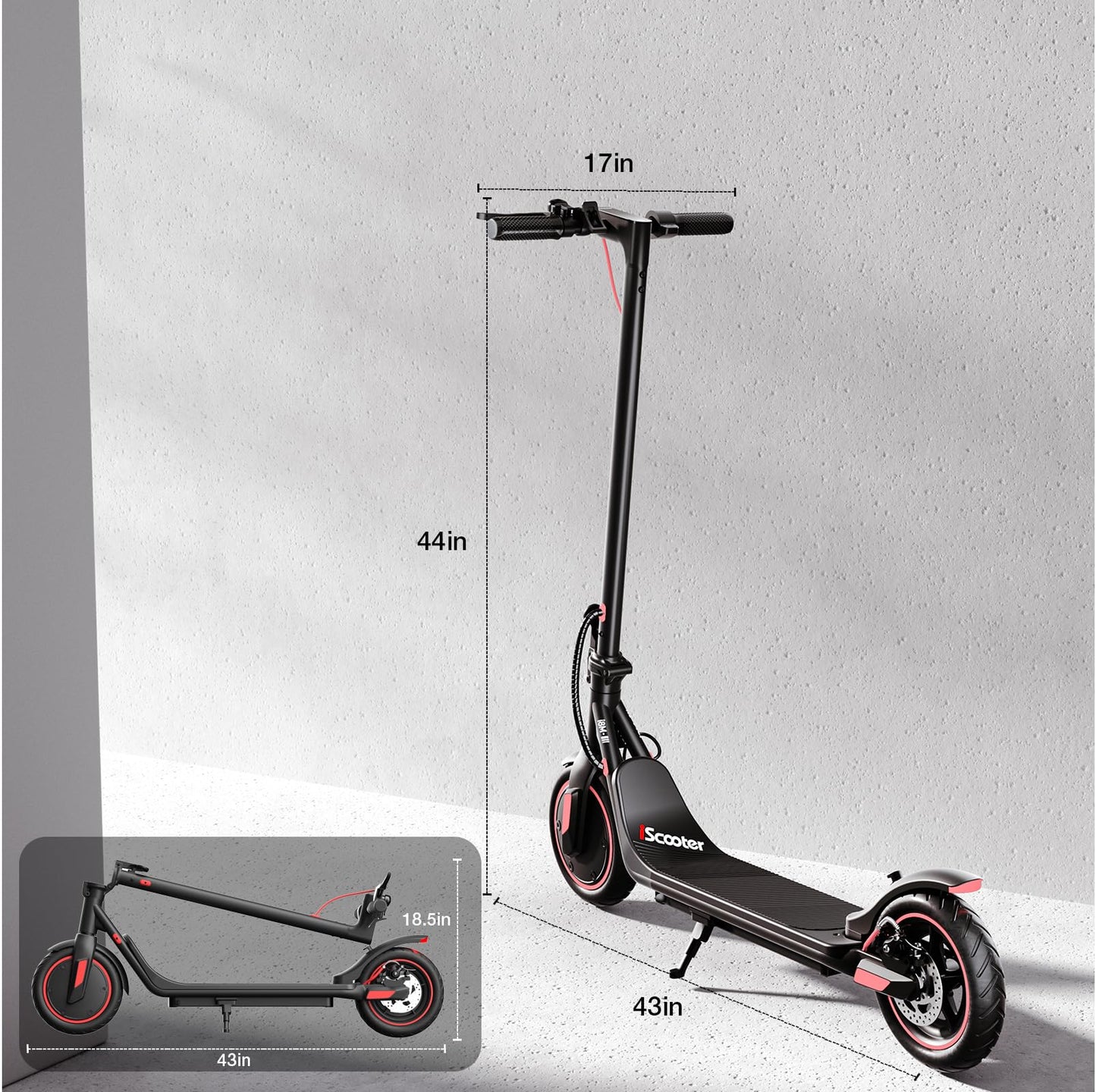 iScooter Electric Scooter Adults & Big Kids, 500/650 Peak Power, Up to 15/18/25 Miles Range, 19/22/25 MPH Top Speed, Cruise Control, Dual Braking System, Foldable E Scooter for Commuting & Campus Use
