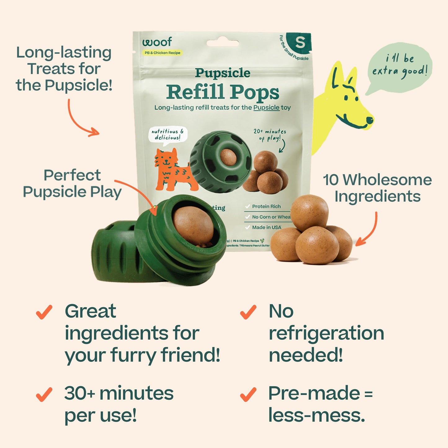 Woof Pupsicle Pops - Premade Long Lasting Dog Pupsicle Pop Treats