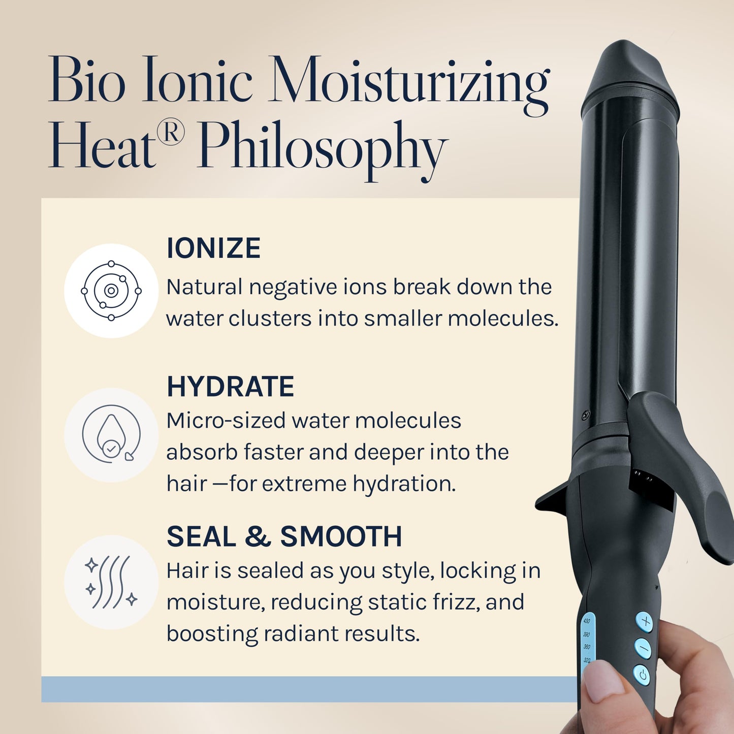 Bio Ionic Long Barrel Styler,Curling Iron with Moisture Heat Technology & NanoIonic MX, Verstatile Curling Wand